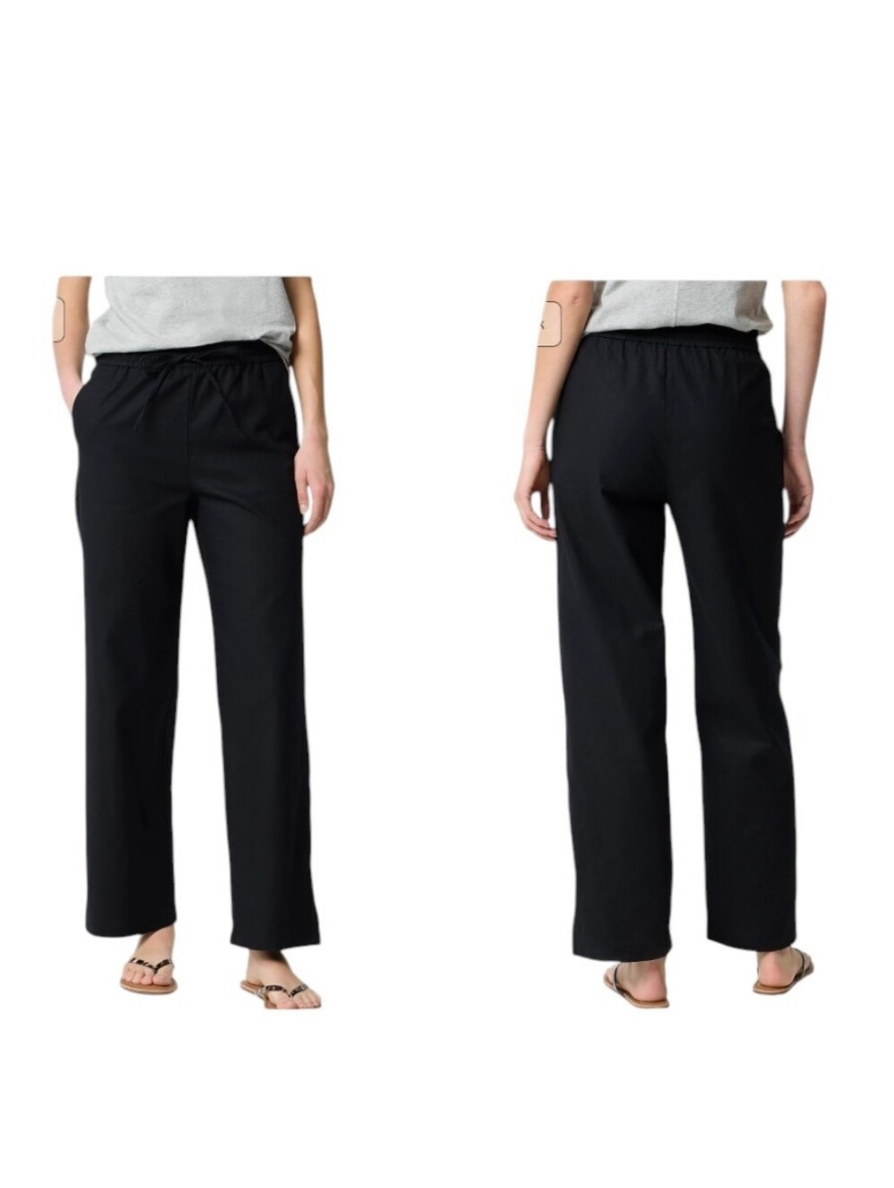 NWT J. Crew Linen-blend slim wide-leg drawstring pant Black Size 23
